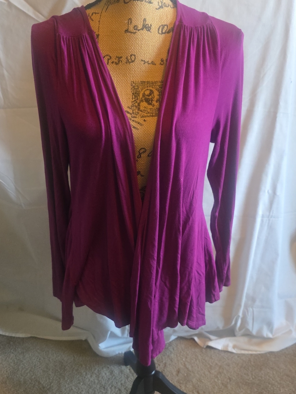 Soft Surroundings Open-Front Cardigan - Deep Magenta